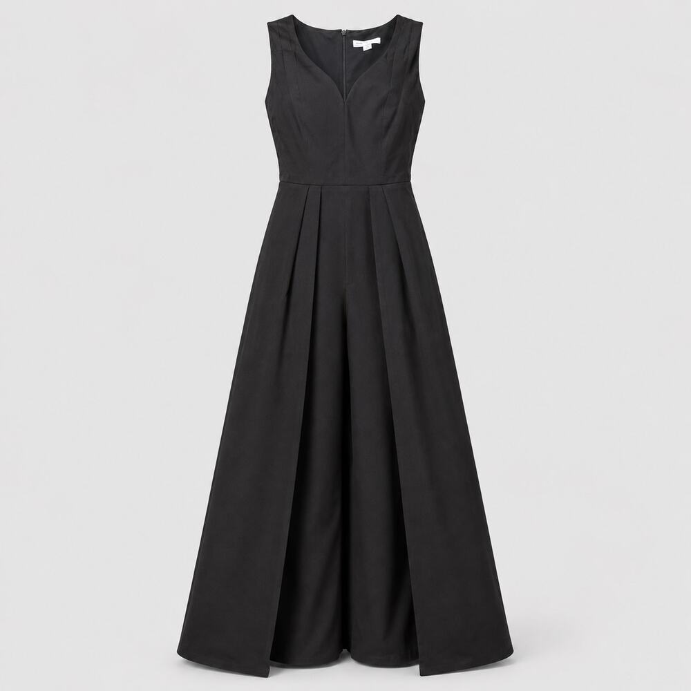 Kay Unger Jumpsuit Womens 8 Black Walk Thru Skirt Overlay Sleeveless Flowy NEW
